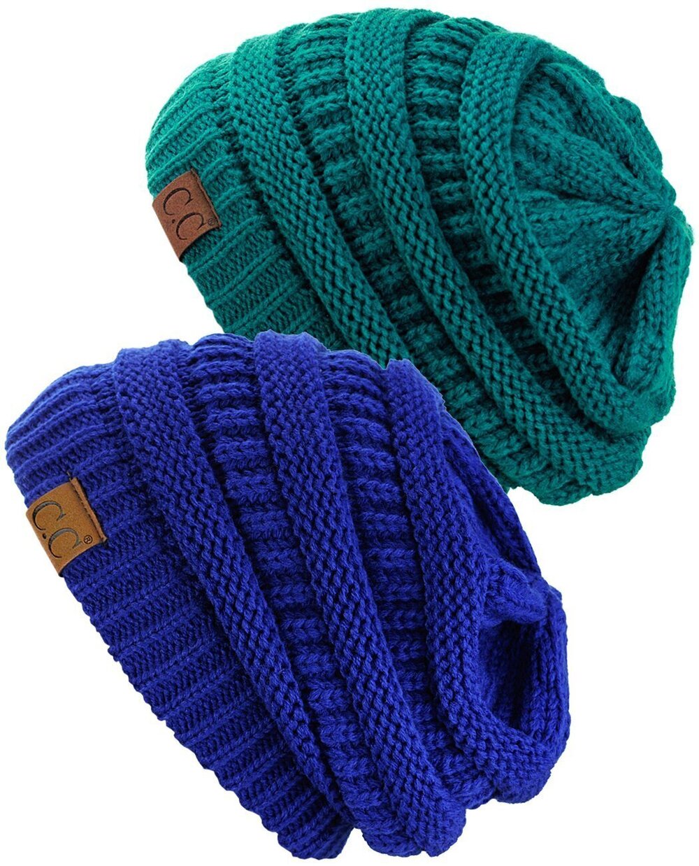6167 Trendy Warm Chunky Soft Stretch Cable Knit Beanie Skully, 2 Pack